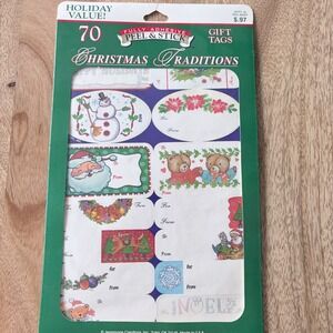 VNTG Jeanmarie Creations‎ Christmas Traditions 70 Adhesive Gift Tags Made In USA